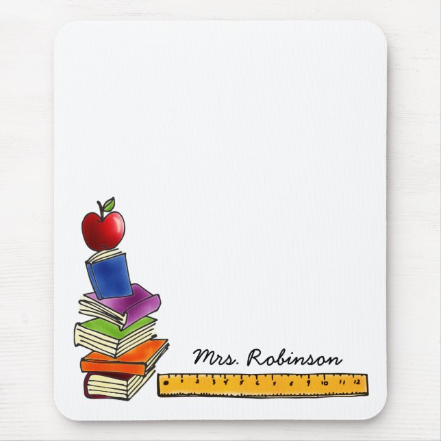 Tapis De Souris Pile de livre de professeur avec le monogramme (Devant)