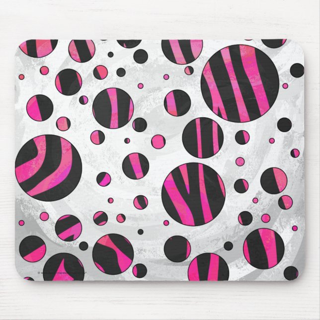 Tapis De Souris Piloka Dot Zebra noir et rose chaud (Devant)