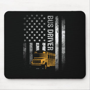 Tapis De Souris Pilote de bus Usa American Flag Funny Bus Driver C