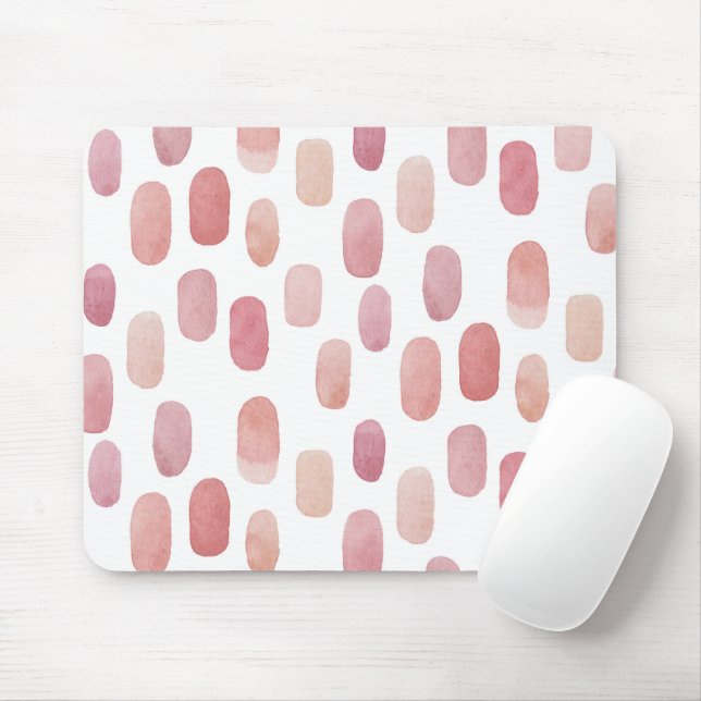 Tapis De Souris Pinceau rose aquarelle. Motif mignon moderne (Avec souris)