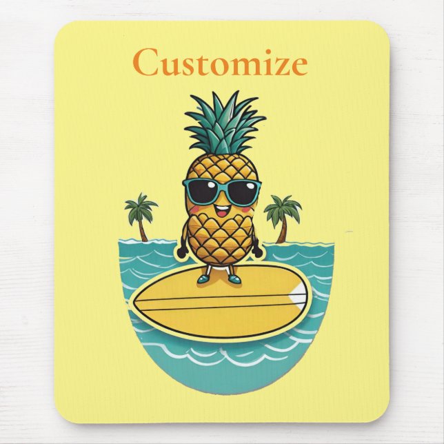 Tapis De Souris Pineappa Surfer Dirige Une Vague Thunder_Cove (Devant)