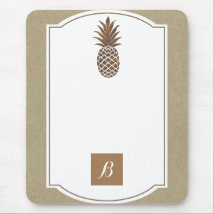 Tapis De Souris Pineapple Bronze Doré Kraft Élégant Tropical