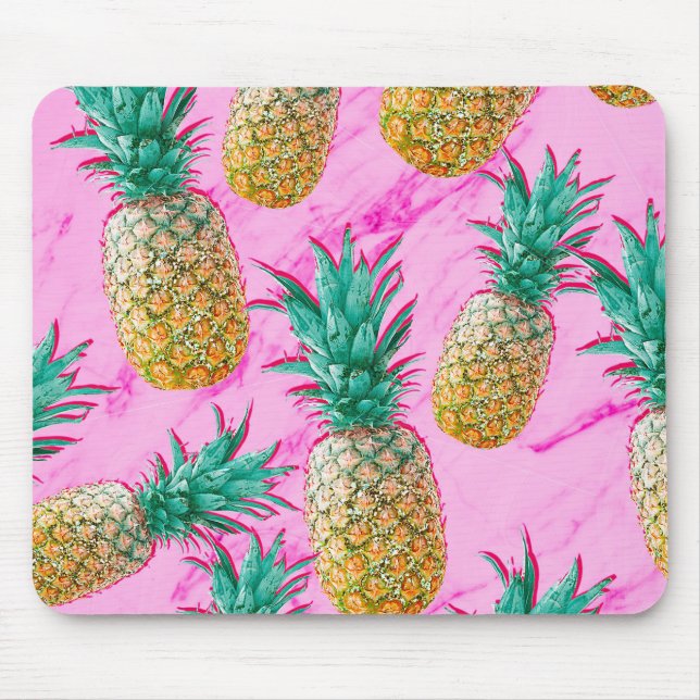Tapis De Souris Pineapples tropicales et Pink Marble Colorful (Devant)