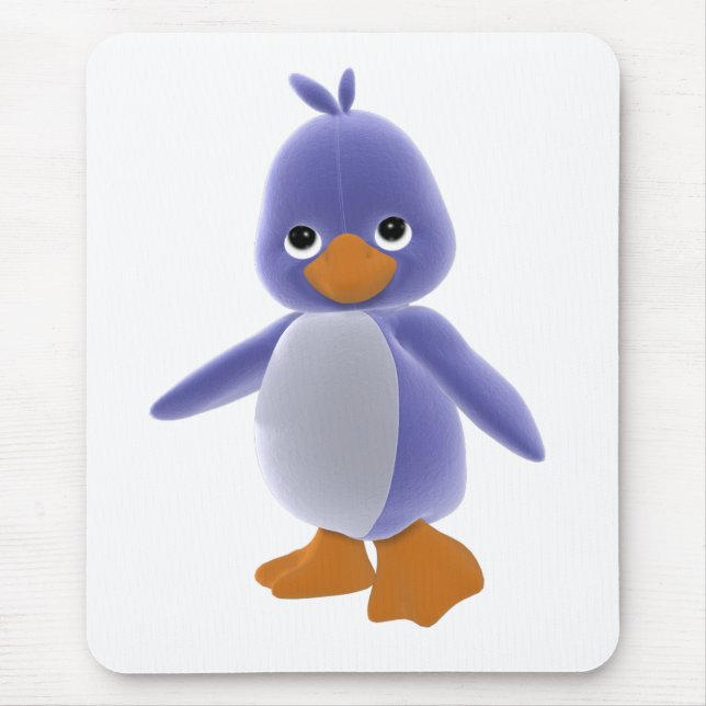 Tapis De Souris Pingouin bleu Mousepad de Plushie Toon (Devant)