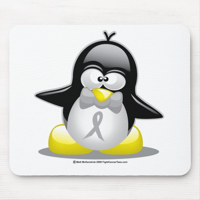 Tapis De Souris Pingouin gris/argenté de ruban (Devant)