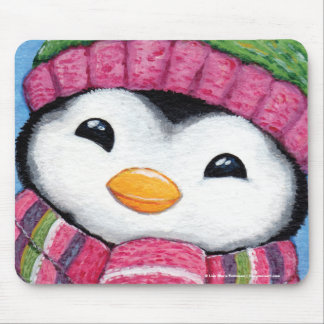 Tapis De Souris Pingouin heureux mignon habillé pour l'hiver