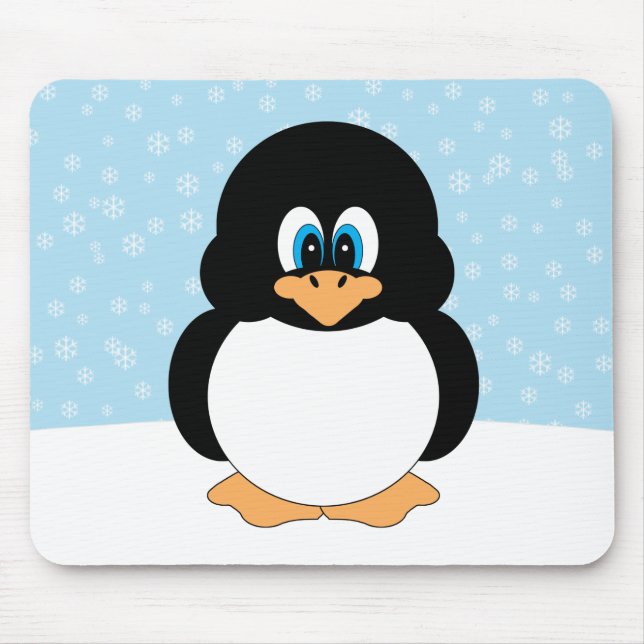 Tapis De Souris Pingouin potelé avec des flocons de neige Mousepad (Devant)