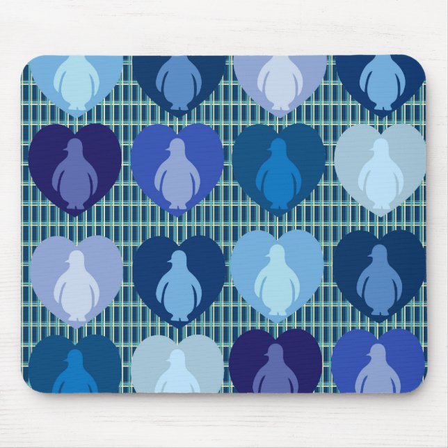 Tapis De Souris Pingouins Hearted bleus (Devant)