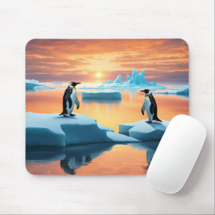 Tapis De Souris Pingouins Sur Les Icebergs Fondus