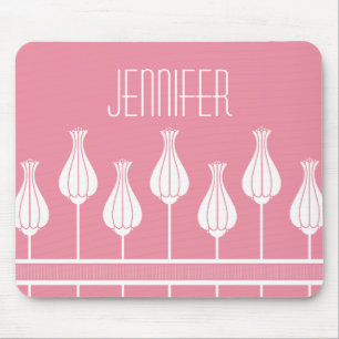 Tapis De Souris Pink Art Deco Floral Mousepad