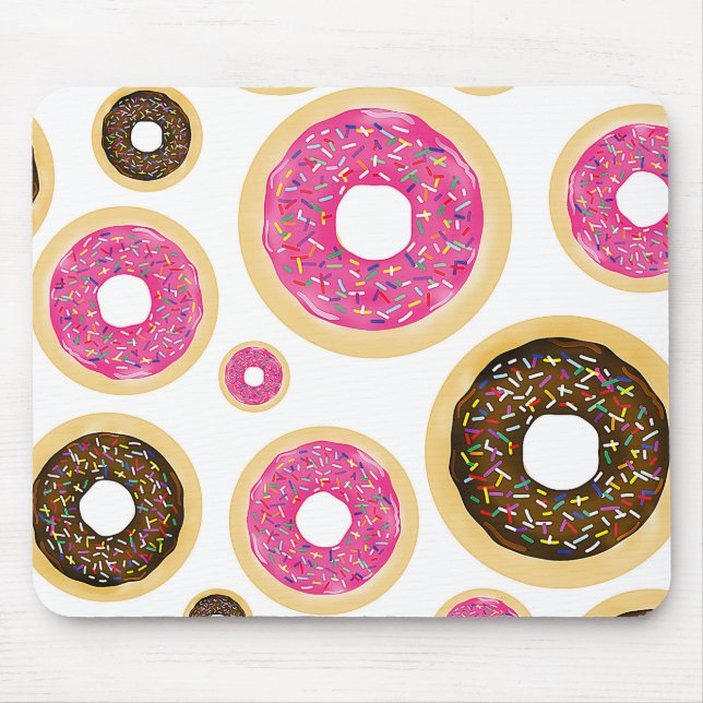 Tapis De Souris Pink & Brown Sprinkt Donuts Moderne Amusant mignon (Devant)