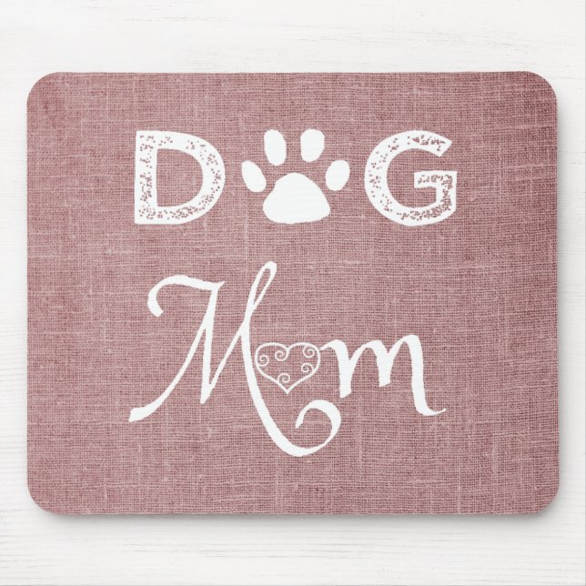 Tapis De Souris Pink Burlap Chien Maman Souris Pad (Devant)