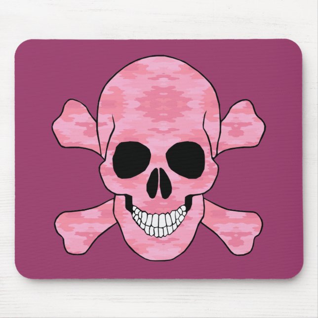 Tapis De Souris Pink Camouflage Skull And Crossbones Mouse Pad (Devant)
