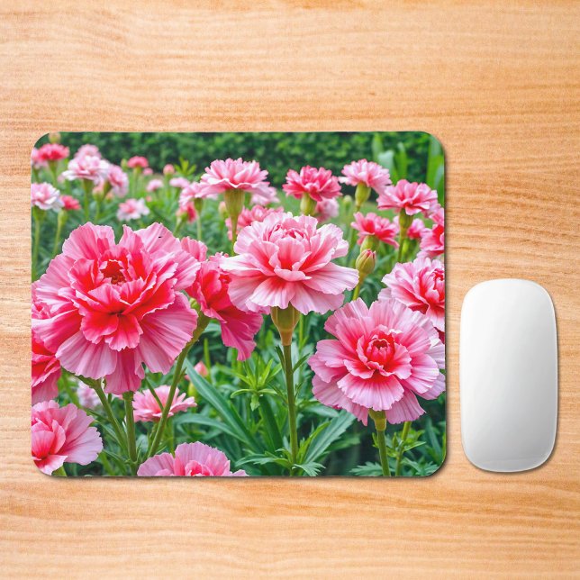 Tapis De Souris Pink Carnations Mouse Pad (Mouse pad with pink carnations)