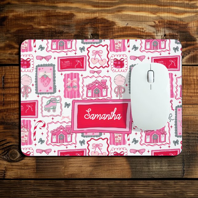 Tapis De Souris Pink Coquette aesthetic girly whimsical pattern (Créateur téléchargé)