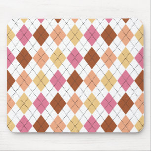 Tapis De Souris Pink, Coral, Pêche et Jacquard Brown Preppy Mouse