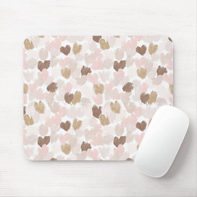 Tapis De Souris Pink Cream Brown Hearts (Avec souris)