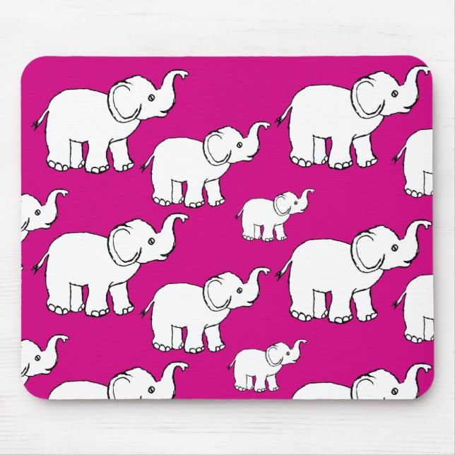 Tapis De Souris Pink Cute Animal Pattern Cartoon Elephant Pattern (Devant)