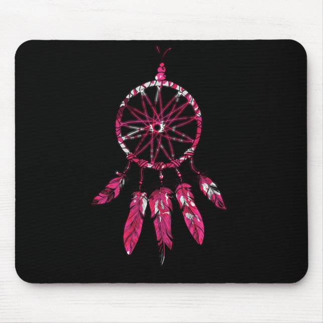 Tapis De Souris Pink Dreamcatcher Feathers Amérindien (Devant)