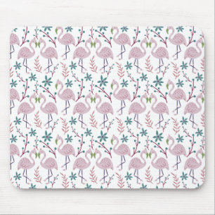 Tapis De Souris Pink flamingo seamless pattern on white background