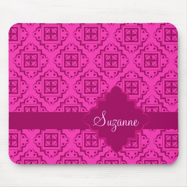 Tapis De Souris Pink Fuchsia & Magenta Arabesque Marocain Graphiqu (Devant)