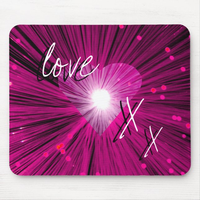 Tapis De Souris Pink Heart 'amour et baisers' mousepad (Devant)
