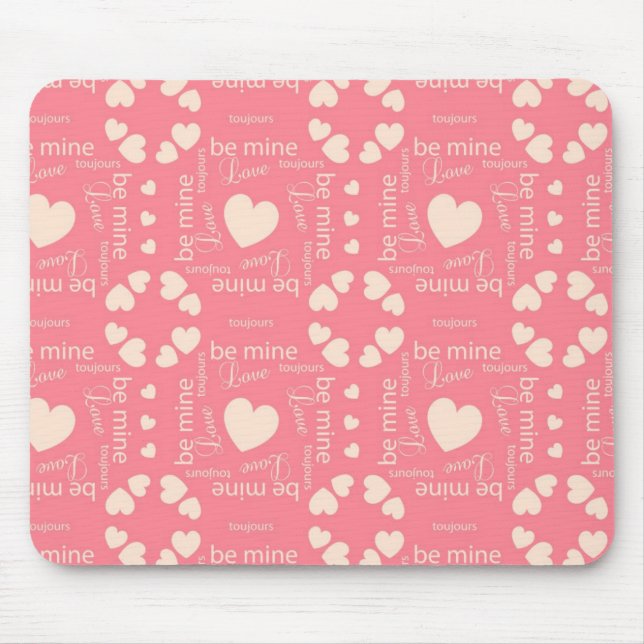 Tapis De Souris Pink Love Heart Be Mine (Devant)