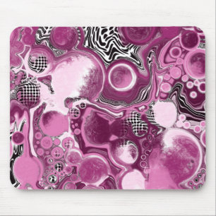 Tapis De Souris Pink, Magenta et Black Fluid Art Pour Peinture