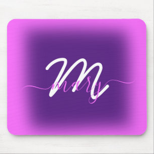 Tapis De Souris Pink Modern Purple Nom Minimal Berry. Monogramme