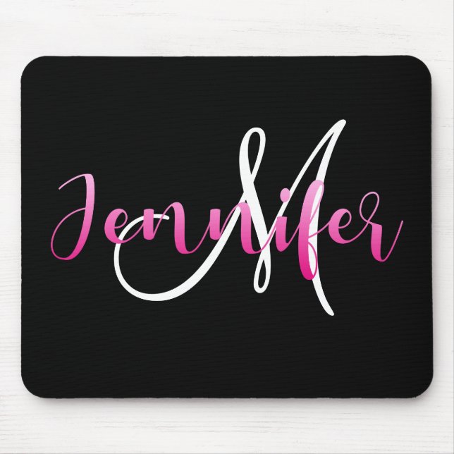 Tapis De Souris Pink Ombre Jennifer avec Monogramme personnalisabl (Devant)
