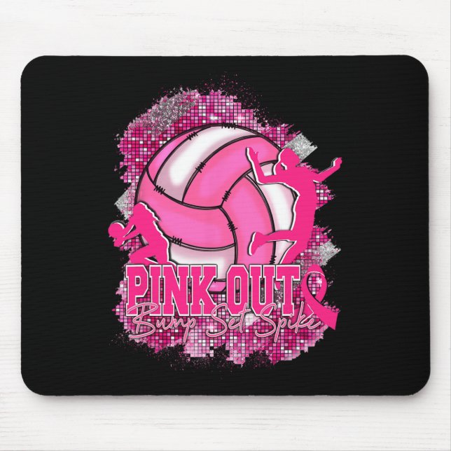 Tapis De Souris Pink Out Volleybyll Pink Ribbon Cancer du sein Awa (Devant)