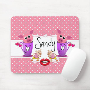 Tapis De Souris Pink Pigs Polkadot Hearts   Mouse Pad! Mouse Pad
