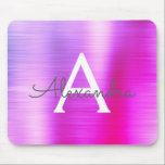 Tapis De Souris Pink Purple Huile Monogramme Nom Mousepad<br><div class="desc">Faux roses et violets broyés Monogramme en métal Nom Monogramme Mousepad. Ce Mousepad peut être customisé pour inclure votre prénom.</div>