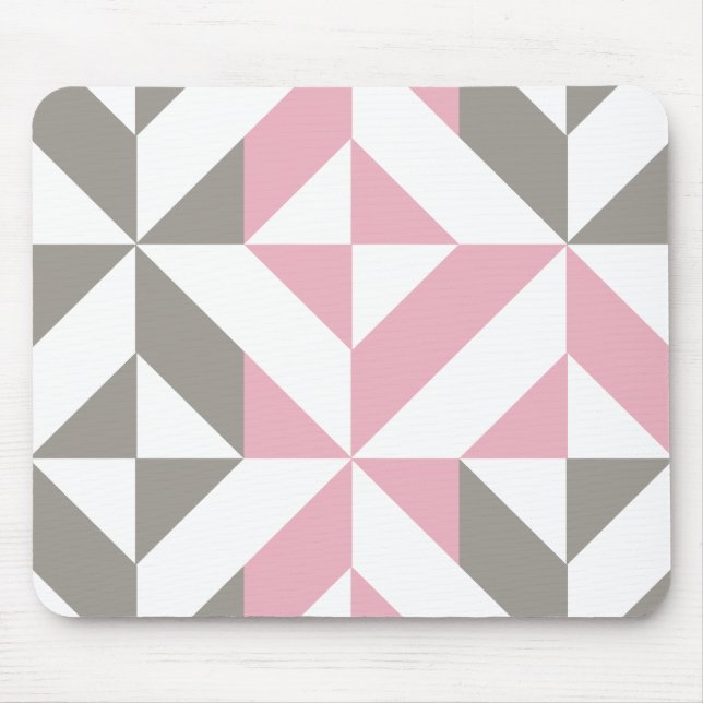 Tapis De Souris Pink Raspberry and Silver Geometric ZigZag (Devant)