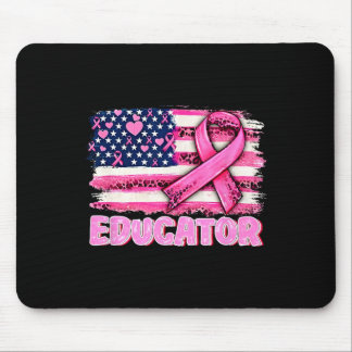 Tapis De Souris Pink Ribbon American Flag Educateur Cancer du sein