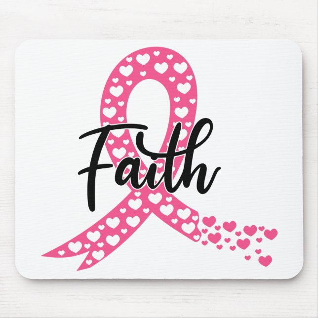 Tapis De Souris Pink Ribbon Faith Fighter Guerrier Cancer du sein (Devant)