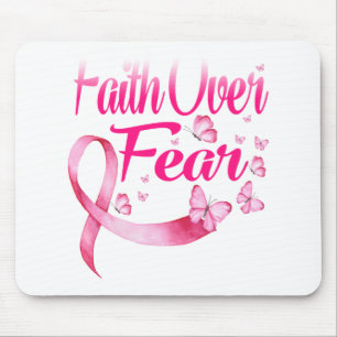 Tapis De Souris Pink Ribbon Faith Tee Cancer du sein Survivant