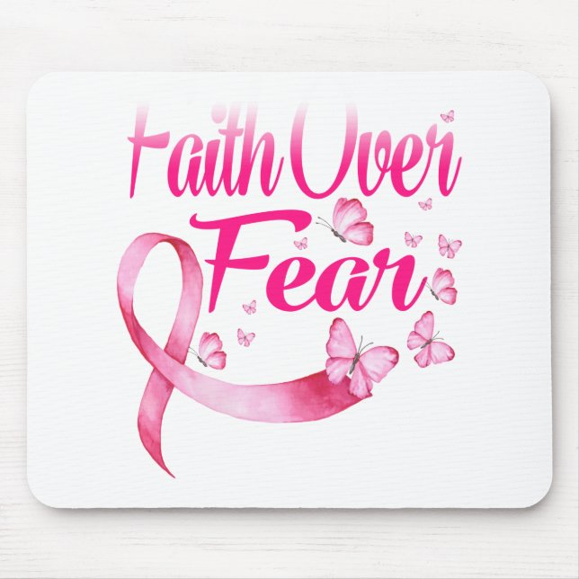 Tapis De Souris Pink Ribbon Faith Tee Cancer du sein Survivant (Devant)