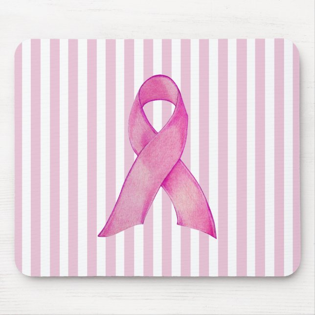 Tapis De Souris Pink Ribbon stripes Mousepad (Devant)