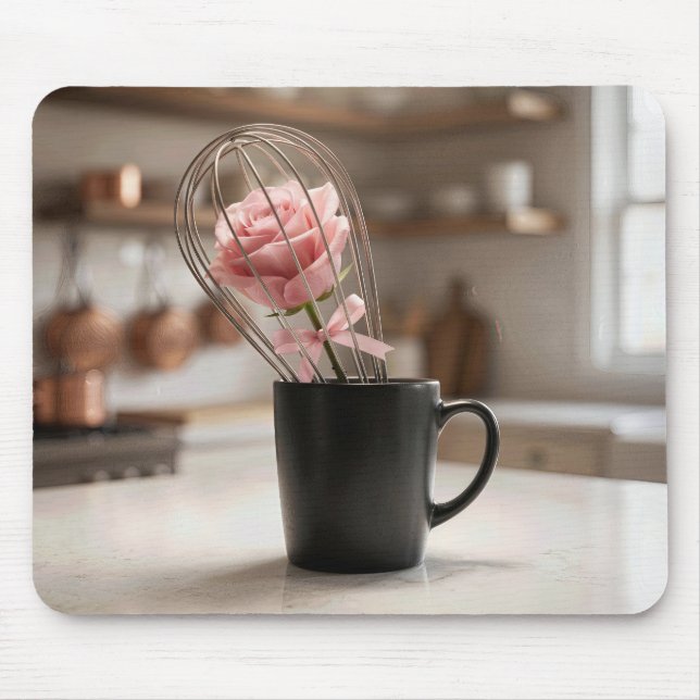 Tapis De Souris Pink Rose Caged In Wire Whisk (Devant)