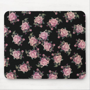 Tapis De Souris Pink Roses Dark Floral Pattern Shabby Chic