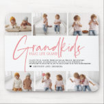 Tapis De Souris Pink Text | Grandkids Make Life Grand Photo<br><div class="desc">"Grandkids make life grand" in pink modern calligraphy lettering overlays and 6 photo collage. Perfect for any grandparent! - mama, grandma, nana, meema, abuelito, grammie, grammy, momma, mimi, nanny, memaw, nanie, yiayia - papa, pépé, grandad, grandpapa, grand-pére, grampa, gramps, grampy, geepa, paw-paw, pappou, pop-pop, poppy, pops, pappy, nonno, opa, baba,...</div>