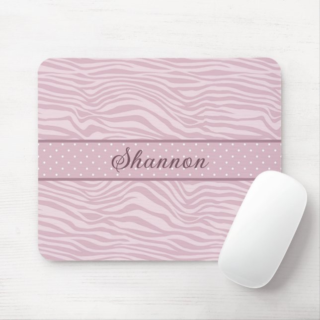 Tapis De Souris Pink Zebra Print & Polka Dots Mouse Pad (Avec souris)