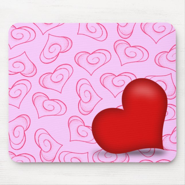 Tapis De Souris Pinky Love (Coeur Solide) (Devant)