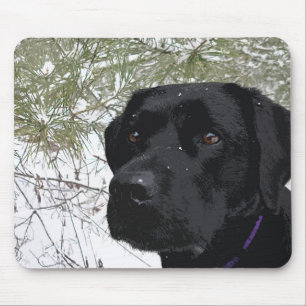 Tapis De Souris Pins mousseux - Labrador à neige - Black Lab