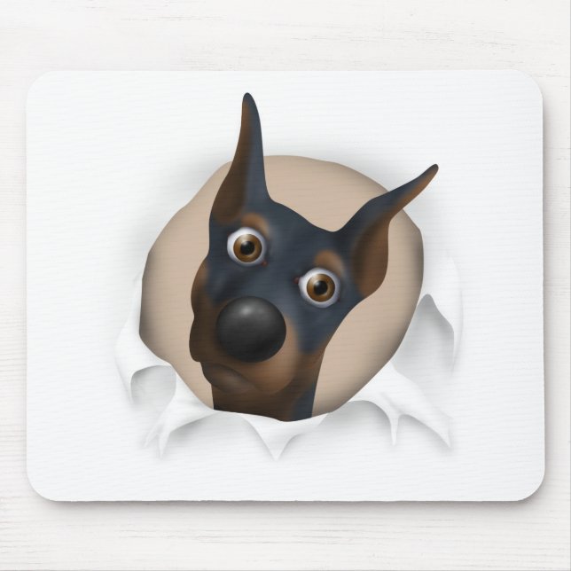 Tapis De Souris Pinscher de dobermann (noir et Tan) éclatant (Devant)