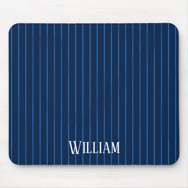 Tapis De Souris Pinstripes bleu marine personnalisées (Devant)