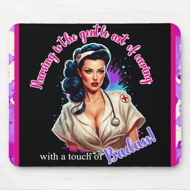 Tapis De Souris Pinup_ Infirmière Badass (Devant)
