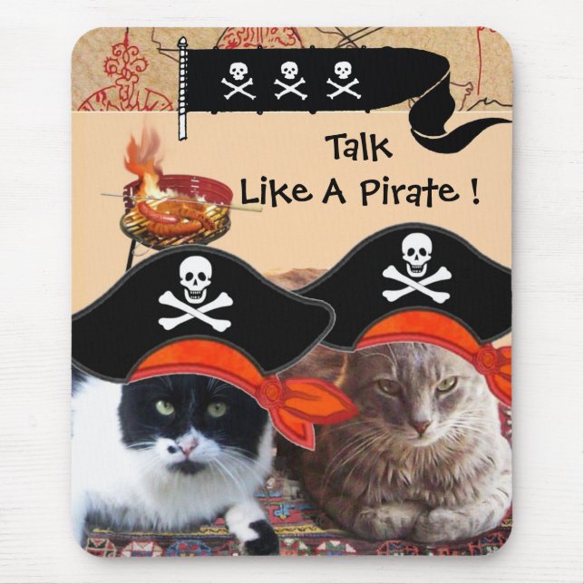 TAPIS DE SOURIS PIRATE CATS PIRATES PIRATES ANCIENS CARTES DE TRÉS (Devant)