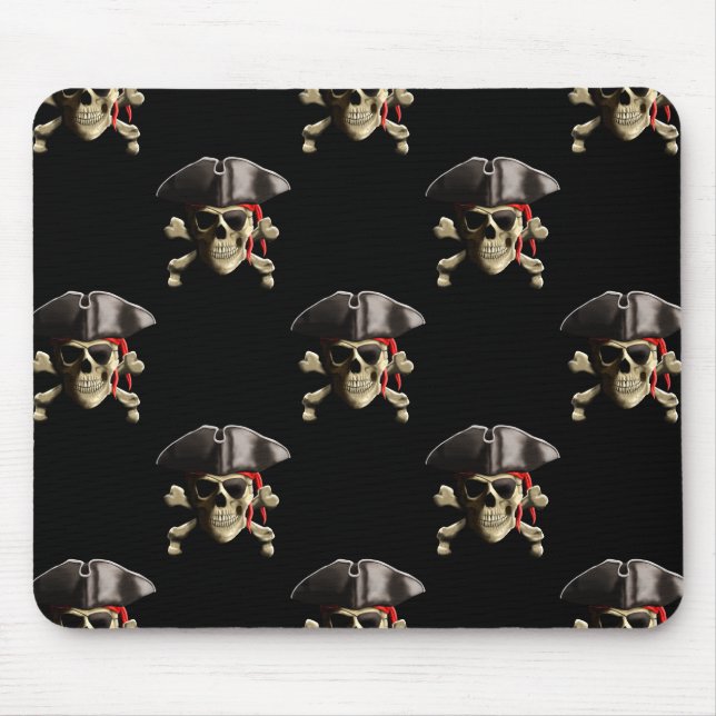 Tapis De Souris Pirate Crâne Et Casquette (Devant)